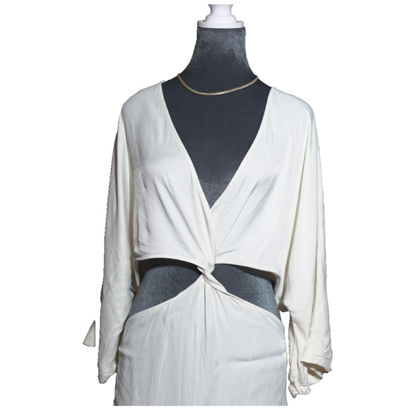 H&M Ivory Cut-Out Mini Dress Sz XL Holidaycore, Bridal, Christmas Cocktail EUC - Picture 9 of 16